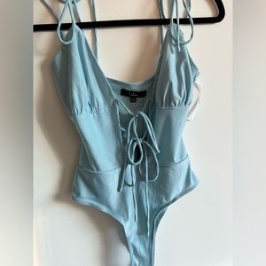 Lulu’s Light Blue Plunge Bodysuit